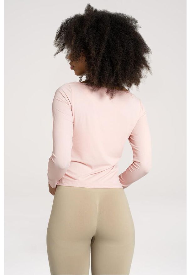 GYM GLAMOUR - Koszulka fitness damska Gym Glamour regulowana z długimi rękawami. Kolor: różowy. Długość rękawa: długi rękaw. Długość: długie. Sport: fitness