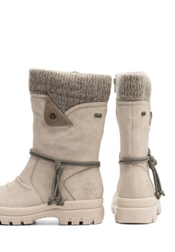 Rieker Kozaki X8283-60 Beżowy. Kolor: beżowy. Materiał: materiał