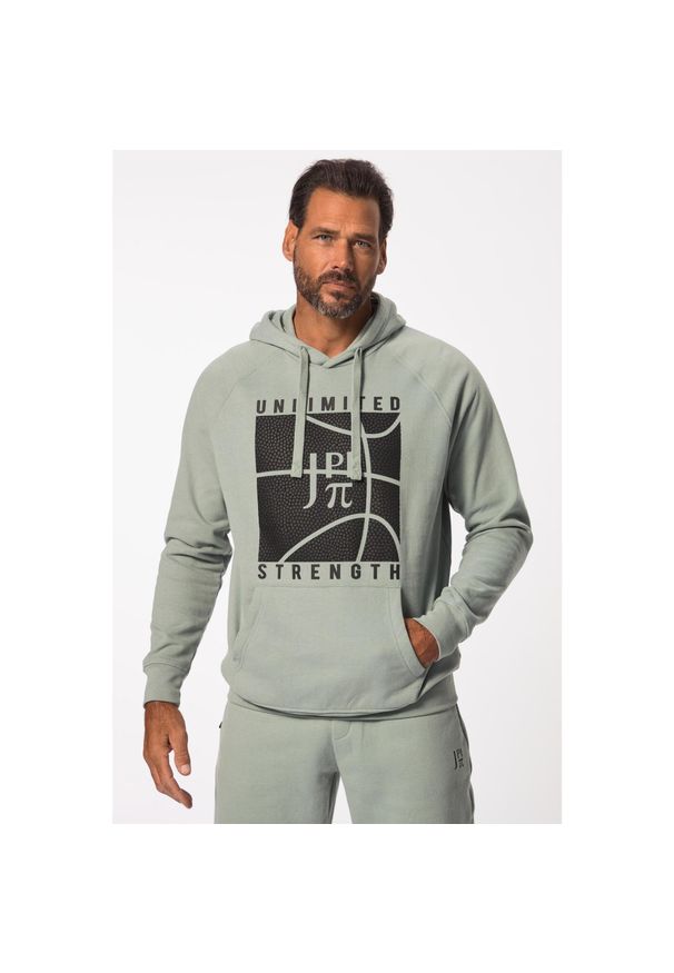 JAY-PI - Męska Bluza z kapturem fitness koszykarski nadruk. Typ kołnierza: kaptur. Kolekcja: plus size. Kolor: szary. Materiał: materiał, poliester, bawełna. Wzór: nadruk. Sport: fitness