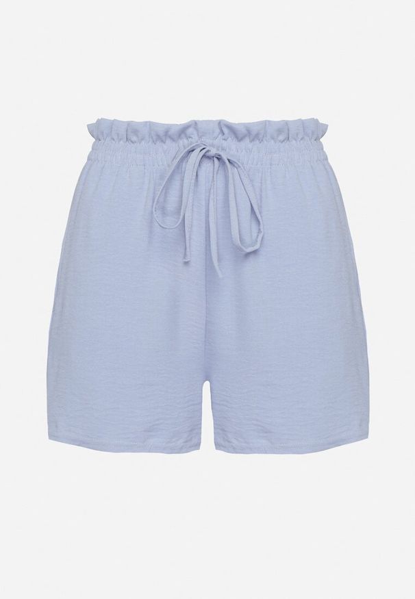 Born2be - Niebieskie Szorty z Wysokim Stanem i Ozdobnym Sznurkiem Milnella. Okazja: na co dzień. Stan: podwyższony. Kolor: niebieski. Sezon: lato. Styl: elegancki, casual