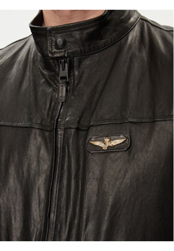 Aeronautica Militare Kurtka skórzana 241PN5040PL147 Czarny Regular Fit. Kolor: czarny. Materiał: skóra