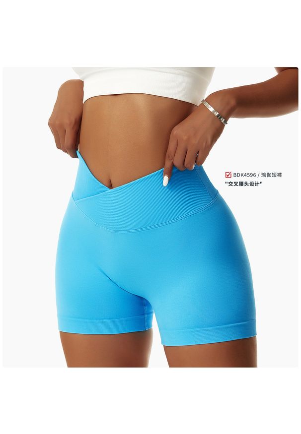 Intica - Szorty sportowe z wysokim stanem odprowadzające wilgoć Rezzan. Stan: podwyższony. Kolor: zielony. Materiał: materiał, tkanina. Sport: fitness