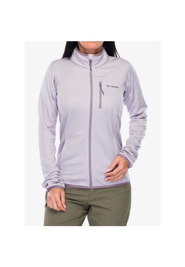 columbia - Bluza damska bez kaptura Columbia Essential Hike Grid Fleece Full Zip. Typ kołnierza: bez kaptura. Kolor: fioletowy. Sport: turystyka piesza