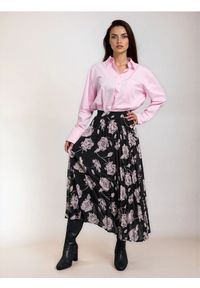 Sinsay - Plisowana spódnica midi ze wzorkiem - czarny. Kolor: czarny
