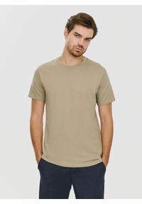 Pako Lorente - PAKO LORENTE – Bawełniany beżowy t-shirt z okrągłym dekoltem. Okazja: na co dzień. Kolor: czerwony, beżowy. Materiał: bawełna. Styl: casual #1