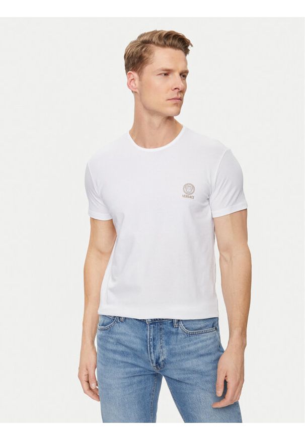 VERSACE - Versace T-Shirt Medusa AUU01005 Biały Slim Fit. Kolor: biały. Materiał: bawełna