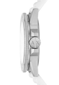 Armani Exchange Zegarek męski kolor biały. Kolor: biały. Materiał: materiał, tworzywo sztuczne