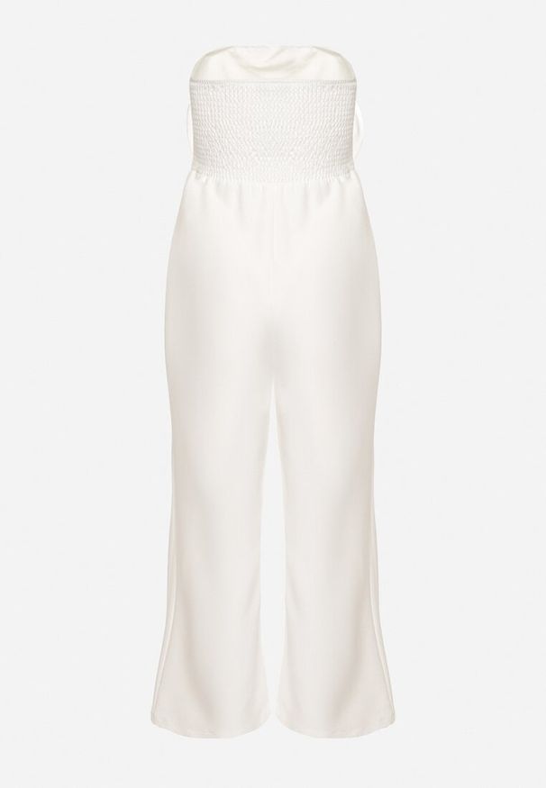 Born2be - Biały Kombinezon bez Rękawów z Dużą Kwiatową Aplikacją i Kieszeniami Talemia. Okazja: na imprezę. Kolor: biały. Długość rękawa: bez rękawów. Wzór: aplikacja, kwiaty. Styl: elegancki