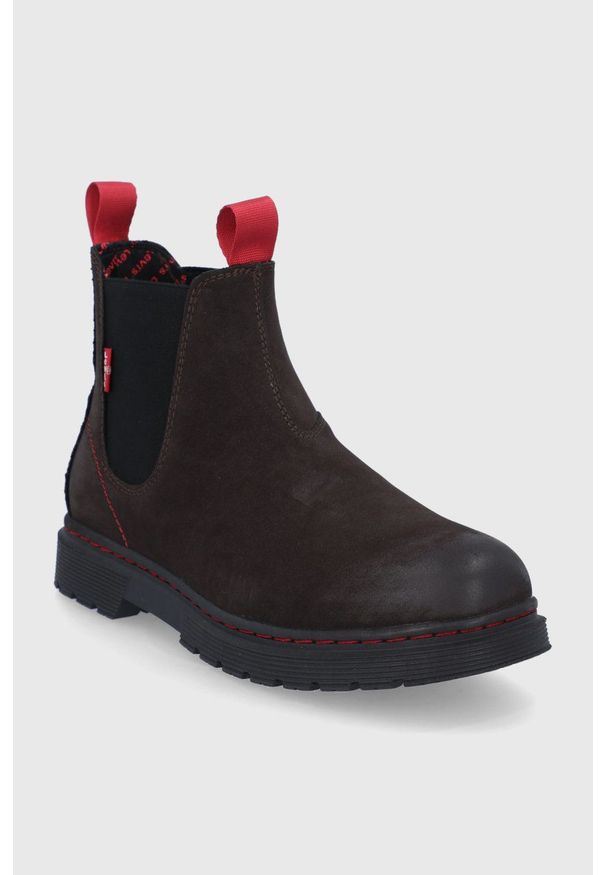 Levi's® - Levi's Sztyblety dziecięce kolor brązowy. Okazja: na spotkanie biznesowe. Nosek buta: okrągły. Kolor: brązowy. Materiał: guma, włókno. Styl: biznesowy