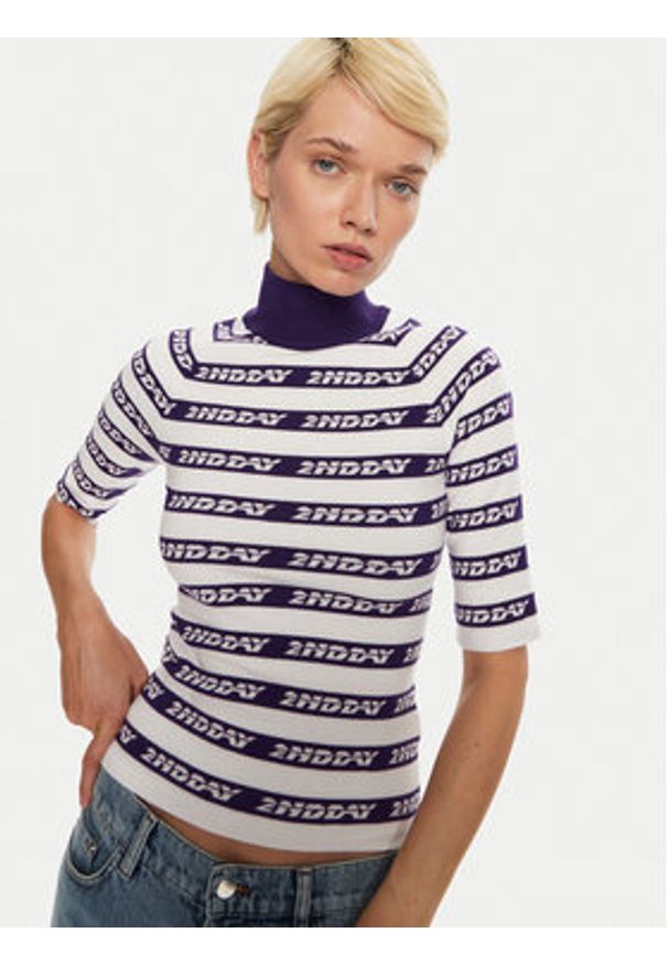 2NDDAY Sweter Matt 2245345404 Niebieski Slim Fit. Kolor: niebieski. Materiał: syntetyk