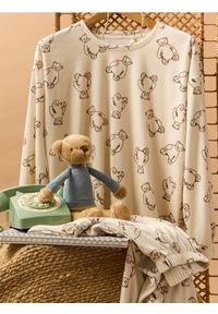 Sinsay - Welurowa piżama dwuczęściowa ze wzorem w misie - kremowy. Kolor: kremowy. Materiał: welur #1