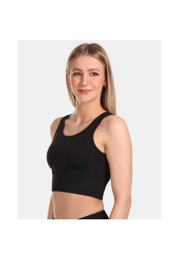 Damski bezszwowy crop top Kilpi LIARA-W. Kolor: czarny