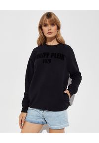 Philipp Plein - PHILIPP PLEIN - Czarna bluza z logo. Kolor: czarny. Materiał: dzianina. Styl: klasyczny