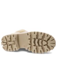 Beżowe Botki Lemar Skórzane Ocieplane Buty Damskie. Kolor: beżowy. Materiał: skóra. Szerokość cholewki: normalna #2