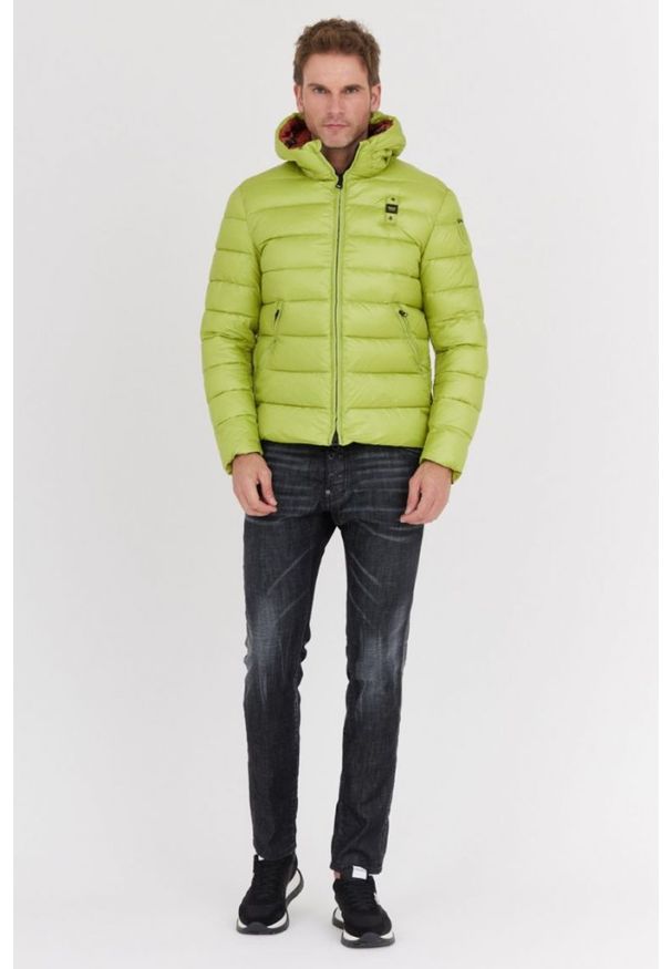 Blauer USA - BLAUER Jasnozielona puchowa kurtka męska Virgil z kapturem, Rozmiar 3XL. Typ kołnierza: kaptur. Kolor: zielony. Materiał: puch