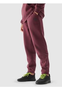 4F JUNIOR - Spodnie dresowe joggery chłopięce. Okazja: na co dzień. Kolor: czerwony. Materiał: dresówka. Wzór: gładki. Styl: casual, klasyczny