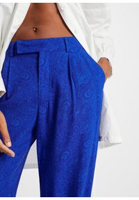 bonprix - Spodnie palazzo z lejącej wiskozy. Kolor: niebieski. Materiał: wiskoza. Wzór: nadruk, paisley #2