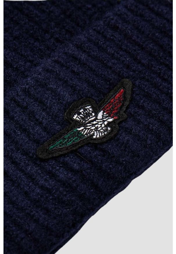 Aeronautica Militare - AERONAUTICA MILITARE Granatowa męska czapka Tricolor Eagle Beanie. Kolor: niebieski