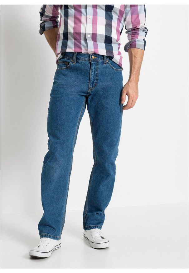 bonprix - Dżinsy ze stabilnego denimu, Loose Fit Straight. Kolor: niebieski. Styl: sportowy, klasyczny