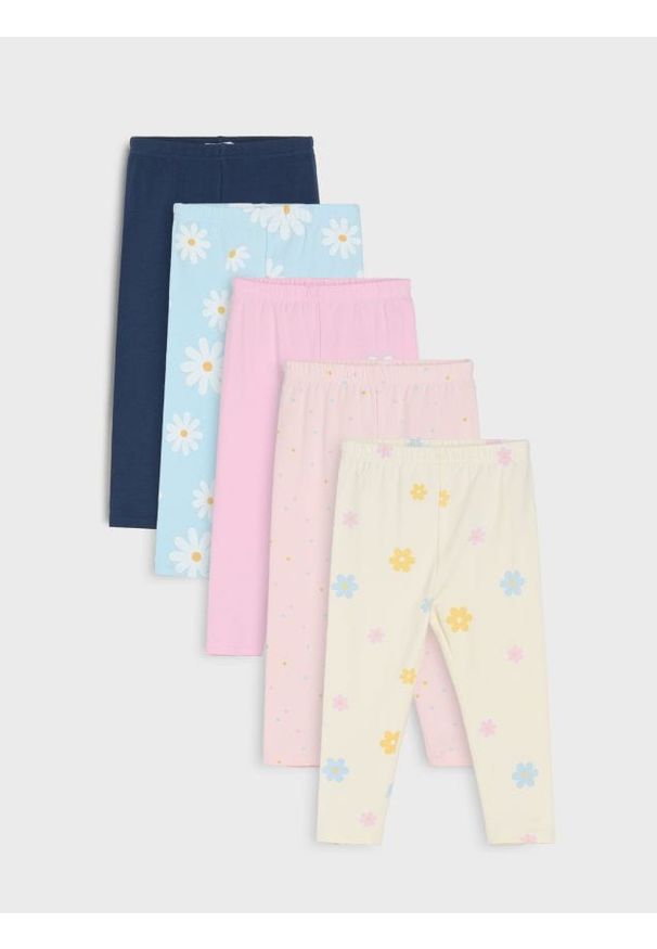 Sinsay - Legginsy 5 pack - kremowy. Kolor: kremowy