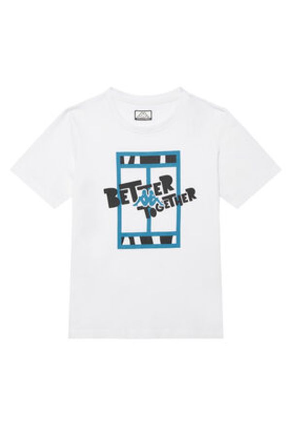Kappa T-Shirt 351U8JW 001 Biały Regular Fit. Kolor: biały. Materiał: bawełna