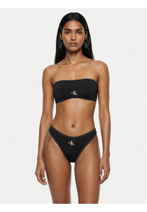 Calvin Klein Swimwear Góra od bikini LV00Q61101 Czarny. Kolor: czarny. Materiał: syntetyk