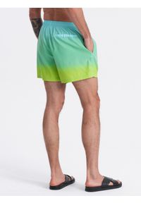 Ombre Clothing - Męskie szorty kąpielówki efekt ombre - jasnoturkusowe V19. Kolor: turkusowy. Materiał: poliester, materiał. Wzór: gładki #6