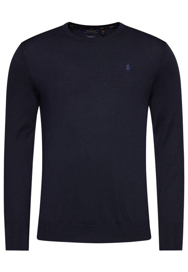 Polo Ralph Lauren Sweter Ls Sf Cn Pp 710684957001 Granatowy Slim Fit. Typ kołnierza: polo. Kolor: niebieski. Materiał: bawełna