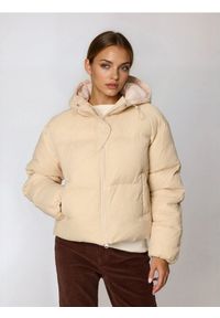 Sinsay - Pikowana kurtka puffer z kapturem - brązowy. Kolor: brązowy #1