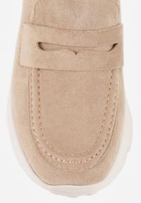 Born2be - Ciemnobeżowe Półbuty Mokasyny na Grubej Podeszwie Viannae. Kolor: beżowy. Materiał: jeans. Wzór: aplikacja. Styl: elegancki #6