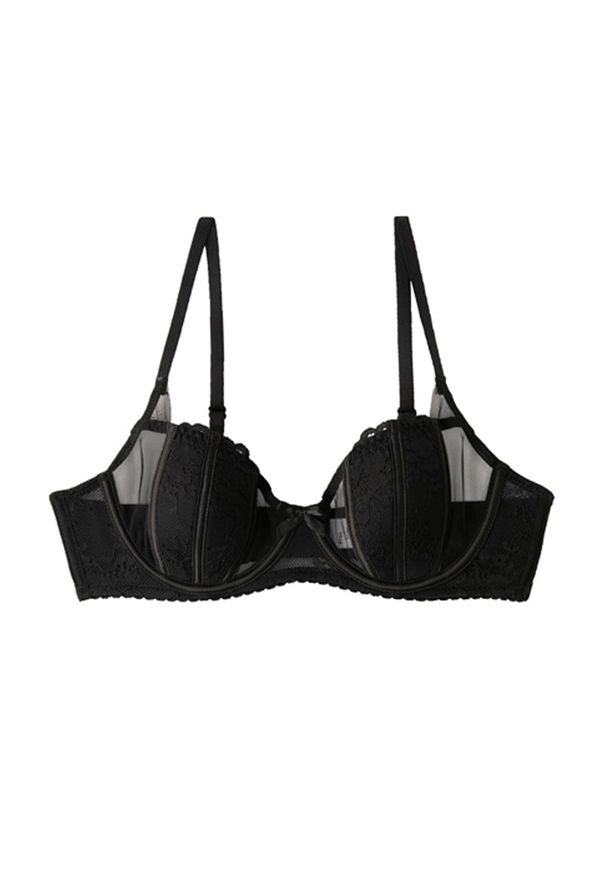 Intica - Biustonosz francuski z eleganckim krojem Anjali. Kolor: czarny. Materiał: materiał