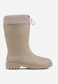 Born2be - Szare Kalosze ze Stoperem na Cholewce Eunosa. Okazja: na co dzień. Kolor: szary. Materiał: jeans. Szerokość cholewki: normalna. Styl: casual, elegancki #4