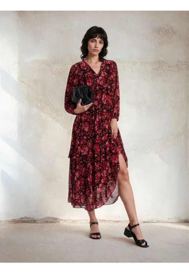 Sinsay - Szyfnowa sukienka maxi - wielobarwny. Długość: maxi