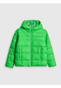 4f - 4F Kurtka z wypełnieniem syntetycznym chłopięca - zielona 146 (10-11 lat). Okazja: na spacer, na co dzień, na uczelnię. Kolor: zielony. Materiał: syntetyk. Wzór: gładki. Sezon: lato. Styl: casual #1