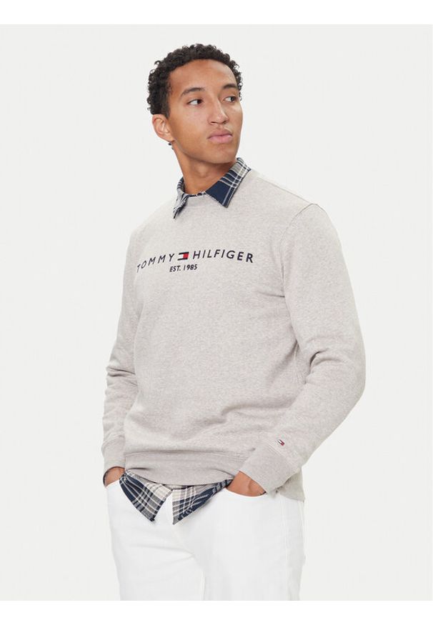 TOMMY HILFIGER - Tommy Hilfiger Bluza Logo MW0MW11596 Beżowy Regular Fit. Kolor: beżowy. Materiał: syntetyk