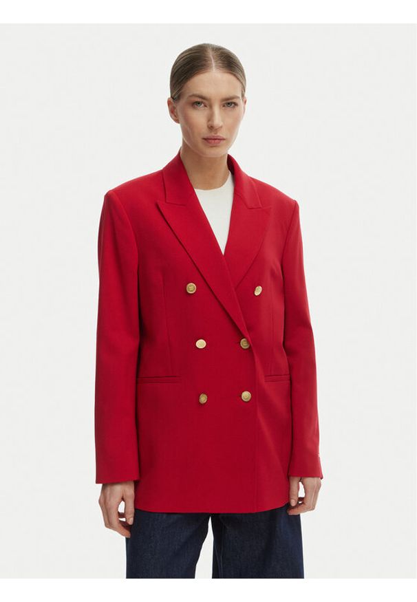 TOMMY HILFIGER - Tommy Hilfiger Marynarka WW0WW50784 Czerwony Relaxed Fit. Kolor: czerwony. Materiał: syntetyk, wełna