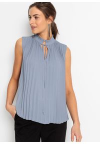 bonprix - Bluzka bez rękawów, plisowana. Kolor: niebieski. Długość rękawa: bez rękawów #1
