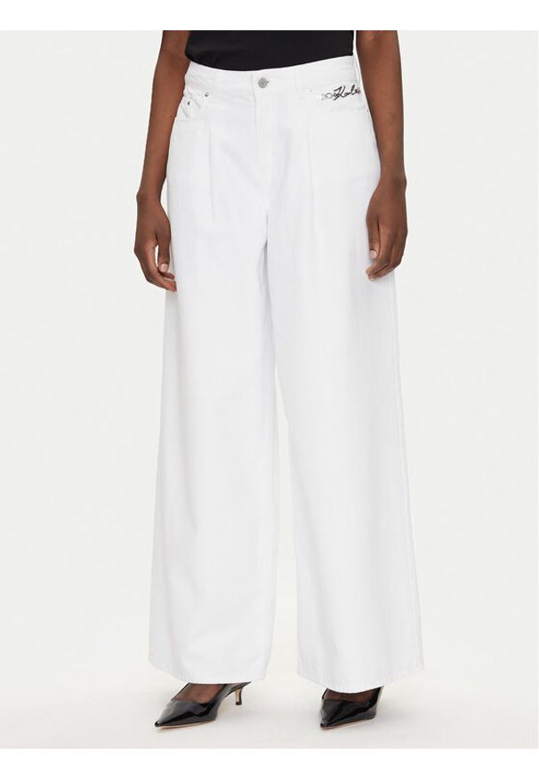 Karl Lagerfeld - KARL LAGERFELD Jeansy A2W10158 Biały Wide Leg. Kolor: biały