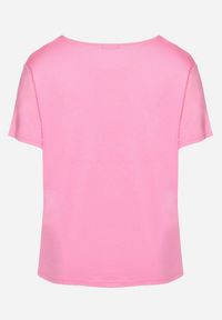 Born2be - Różowy T-shirt Koszulka z Krótkim Rękawem z Dekoltem Ozdobionym Koronką i Cyrkoniami Lovita. Kolekcja: plus size. Kolor: różowy. Materiał: koronka. Długość rękawa: krótki rękaw. Długość: krótkie. Wzór: aplikacja, koronka. Styl: klasyczny, elegancki #3