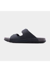 Klapki Scholl Aberdeen F31290-1004 czarne. Kolor: czarny. Materiał: nubuk, materiał, skóra. Sezon: lato, wiosna. Obcas: na obcasie. Wysokość obcasa: średni #2