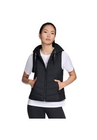 skechers - Kamizelka turystyczna damska GO Shield Performance Elite Hooded Vest. Kolor: czarny. Materiał: poliester