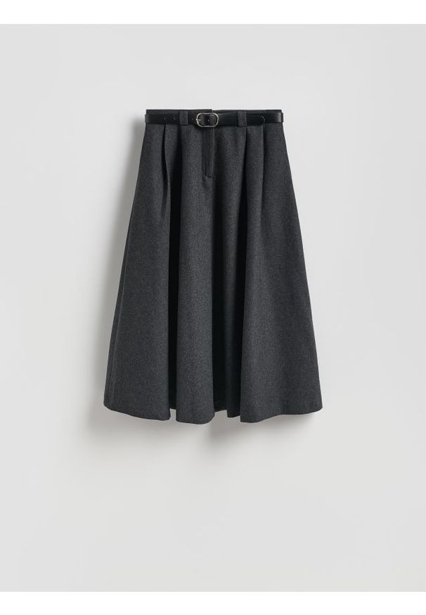Reserved - Spódnica z wełną - ciemnoszary. Kolor: szary. Materiał: wełna