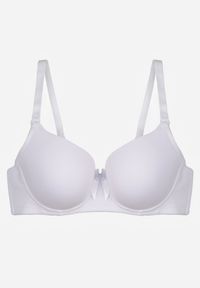 Born2be - Biały Gładki Biustonosz Zdobiony Kokardką Ocerien. Kolor: biały. Materiał: koronka. Wzór: aplikacja, gładki #3