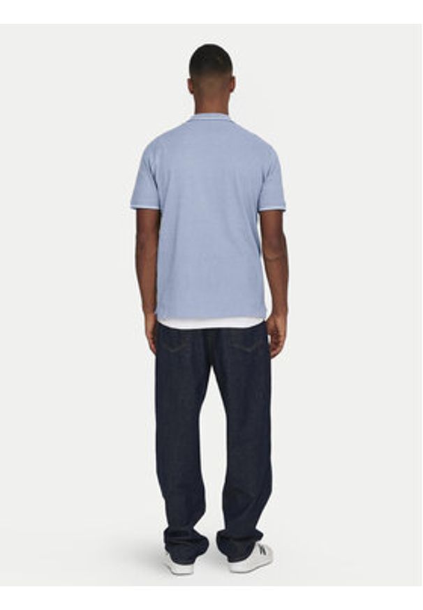 Only & Sons Polo Fletcher 22024827 Błękitny Regular Fit. Typ kołnierza: polo. Kolor: niebieski. Materiał: bawełna