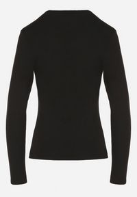 Born2be - Czarna Bluzka Typu Longsleeve z Okrągłym Dekoltem Unelessa. Kolor: czarny. Materiał: jeans. Długość rękawa: długi rękaw. Styl: elegancki, klasyczny #4