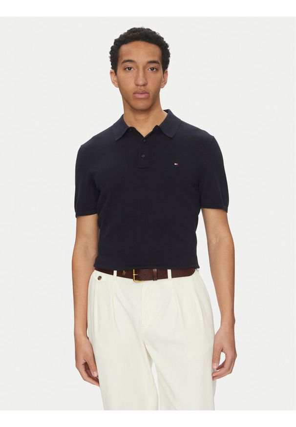 TOMMY HILFIGER - Tommy Hilfiger Polo Essential MW0MW37396 Granatowy Regular Fit. Typ kołnierza: polo. Kolor: niebieski. Materiał: bawełna