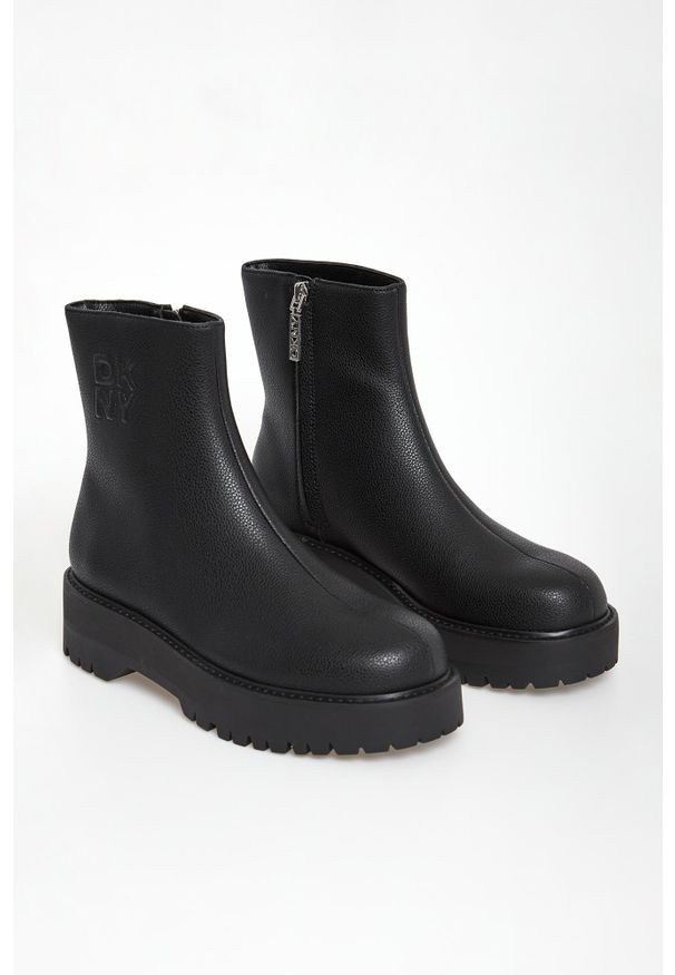 Botki damskie skórzane DKNY. Materiał: skóra