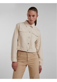 Kurtka jeansowa Pieces. Kolor: beżowy. Materiał: bawełna, jeans #1