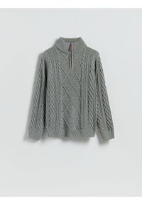 Reserved - Sweter z golfem - szary. Typ kołnierza: golf. Kolor: szary. Materiał: bawełna, dzianina