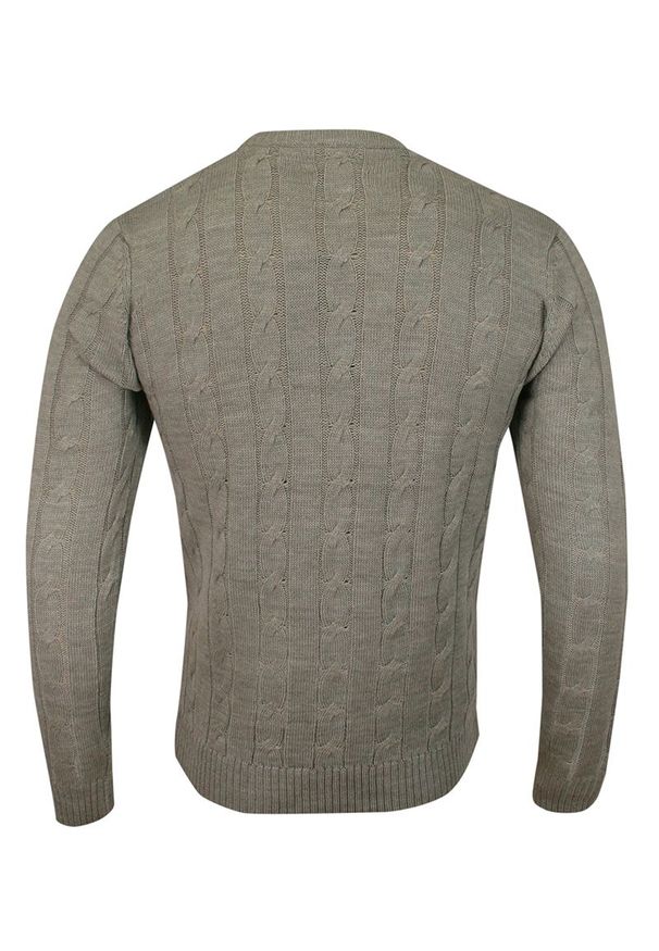 Sweter Szary, Okrągły Dekolt, Lekki Splot, Dziergany, Męski, Żółty Ptak -Brave Soul. Okazja: na spotkanie biznesowe, do pracy. Kolor: szary, żółty, wielokolorowy. Materiał: ze splotem, akryl, dziergany. Wzór: ze splotem. Styl: biznesowy